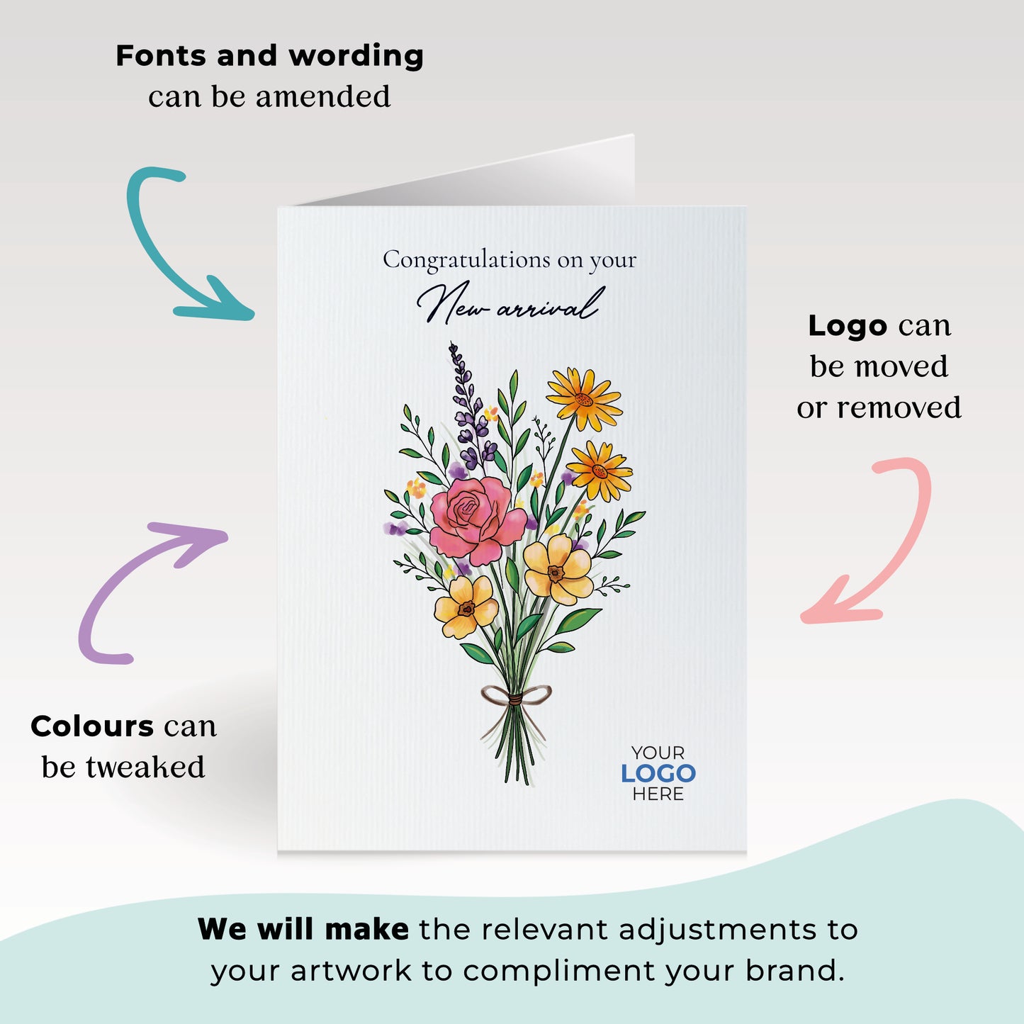 #456 - ‘Wildflower Bouquet’ Personalised Greeting Cards
