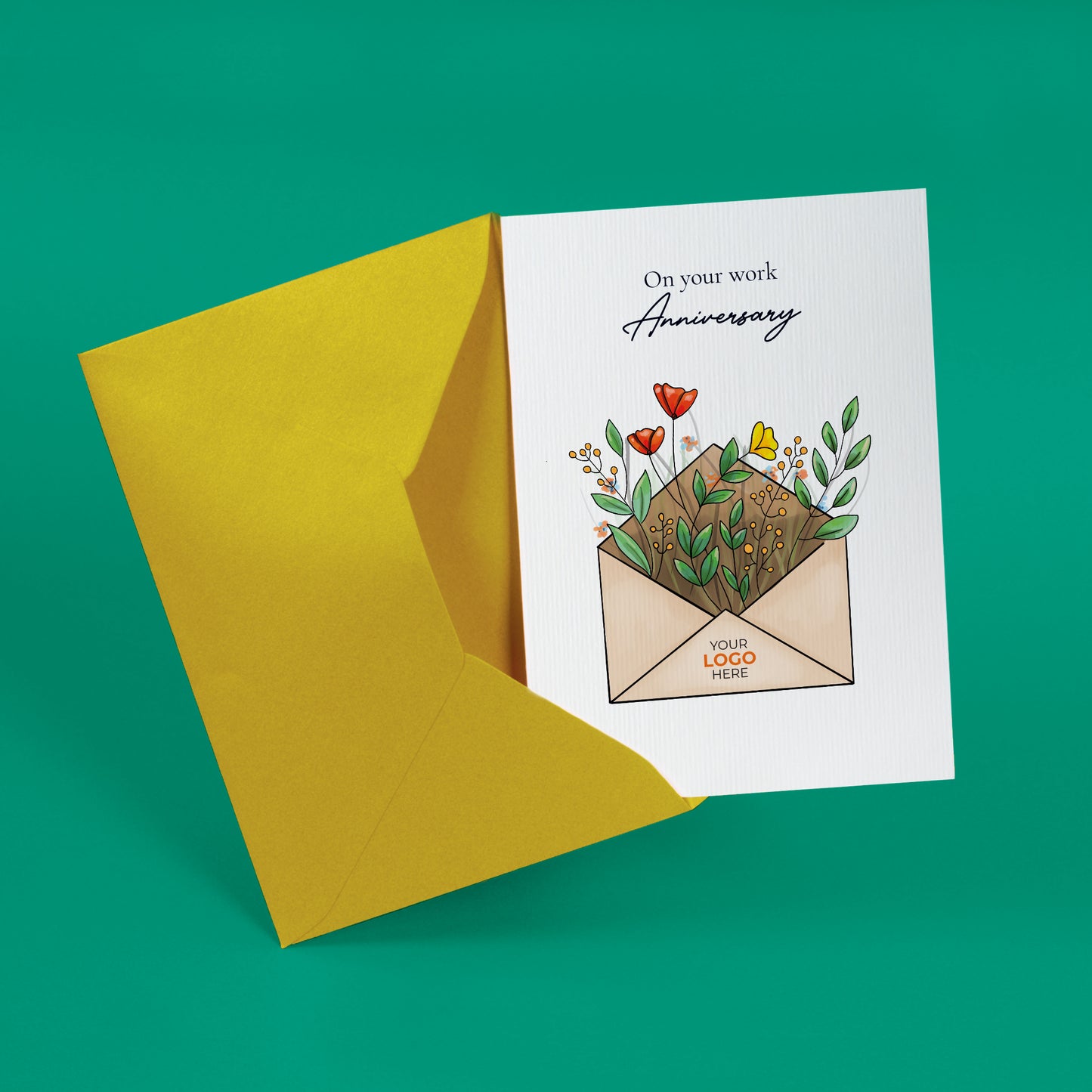#458 - ‘Envelope with Wildflowers’ Personalised Greeting Cards