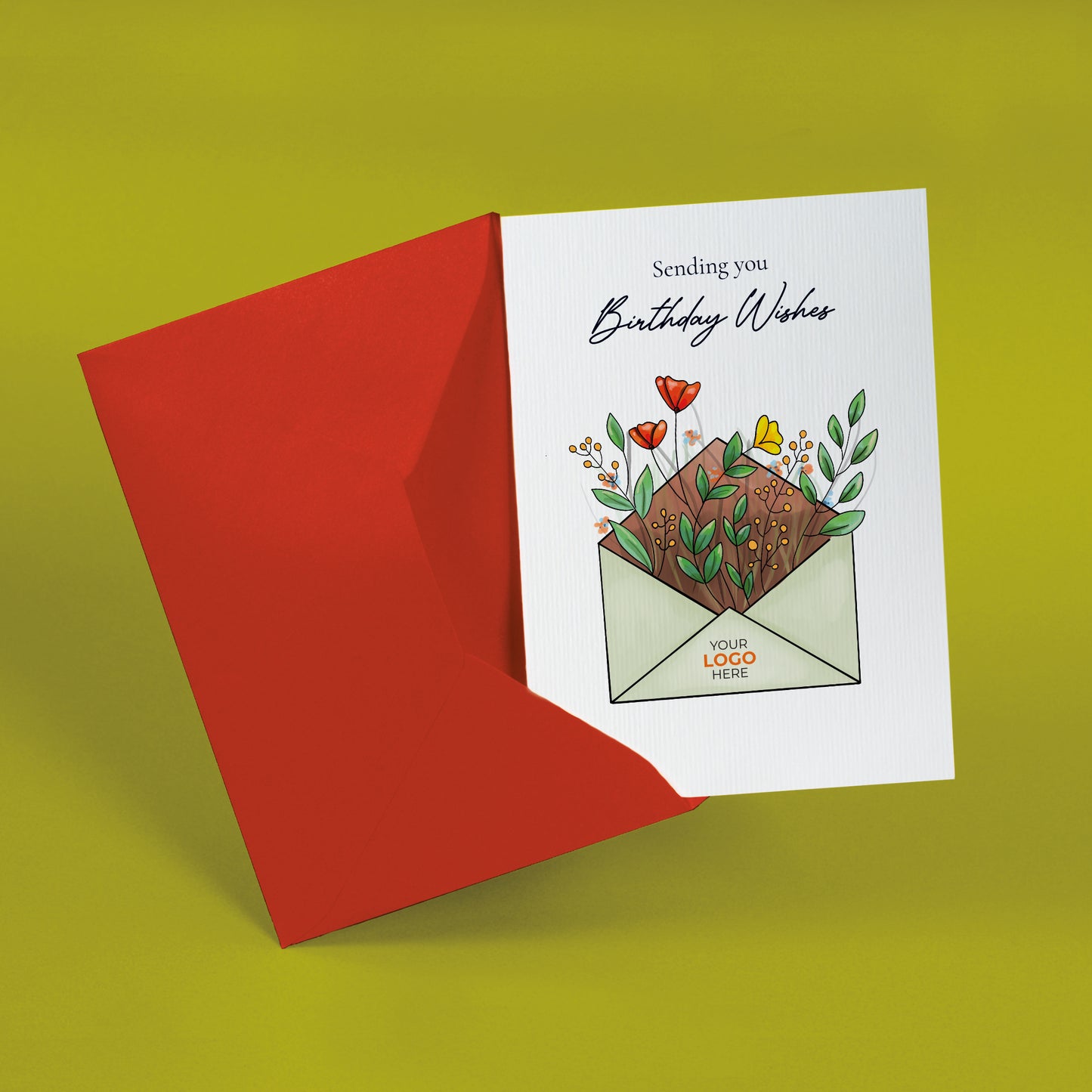 #459 - ‘Envelope with Wildflowers’ Personalised Greeting Cards
