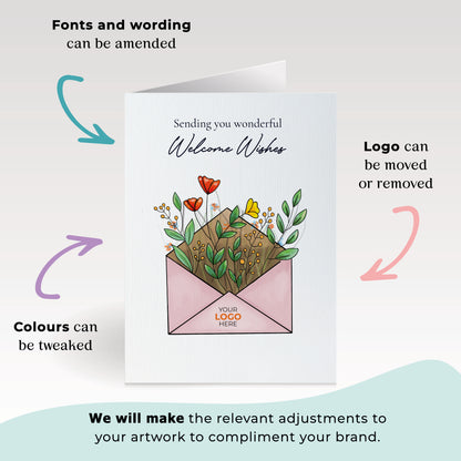 #460 - ‘Envelope with Wildflowers’ Personalised Greeting Cards
