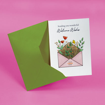 #460 - ‘Envelope with Wildflowers’ Personalised Greeting Cards