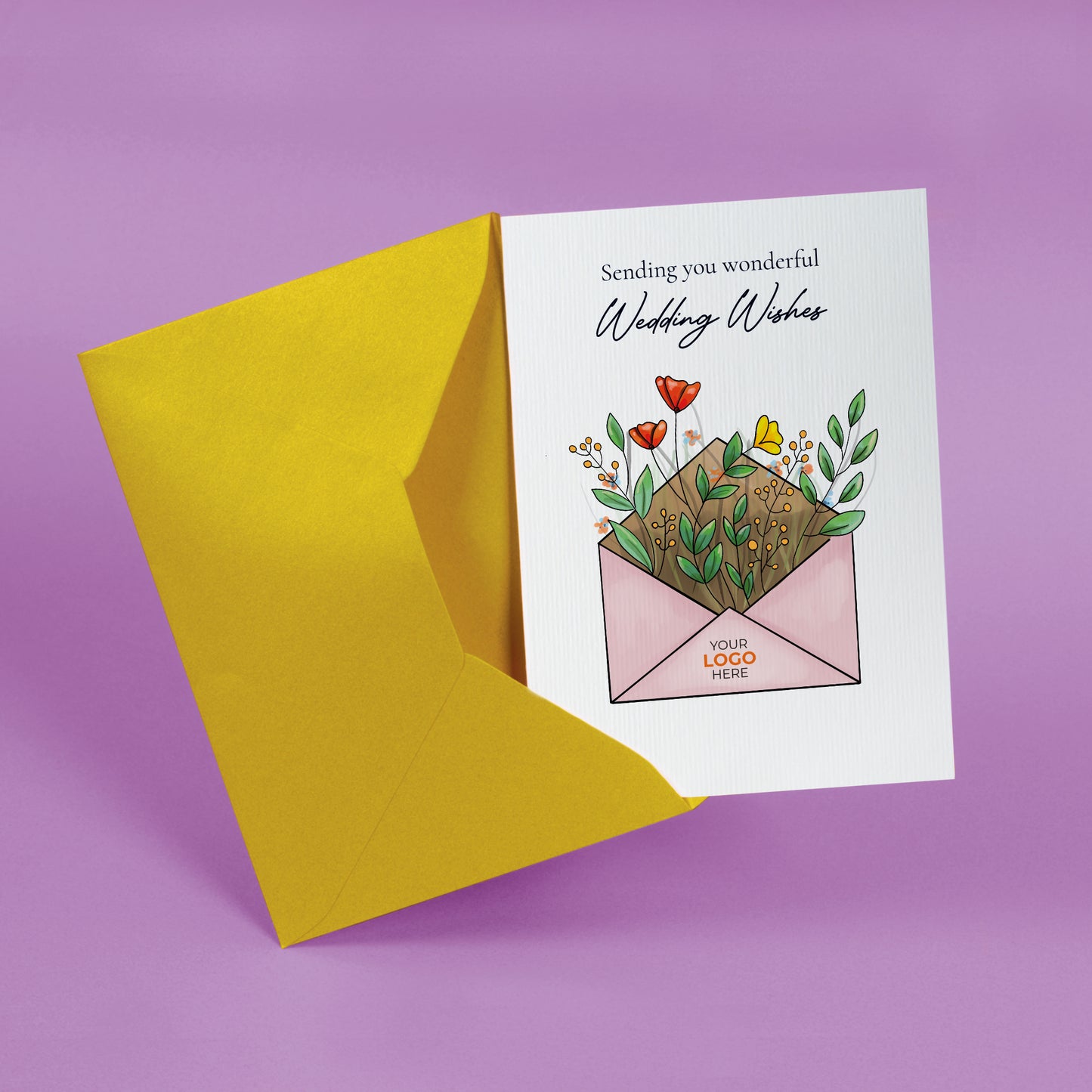 #461 - ‘Envelope with Wildflowers’ Personalised Greeting Cards