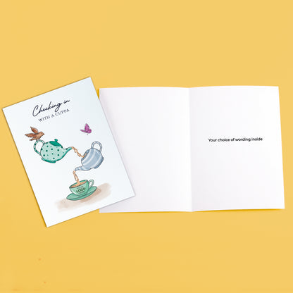 #464 - ‘Pouring Teapots’ Personalised Greeting Cards