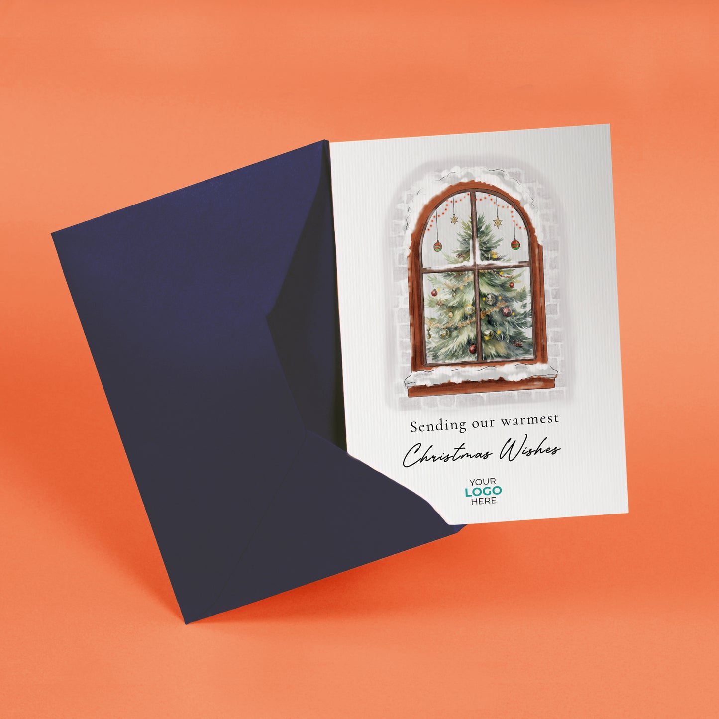 #473 - ‘Cosy Christmas Window' Personalised Company Christmas Cards