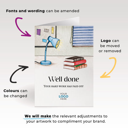 ‘Study Desk’ Personalised Corporate Branded Education Greeting Cards image 1