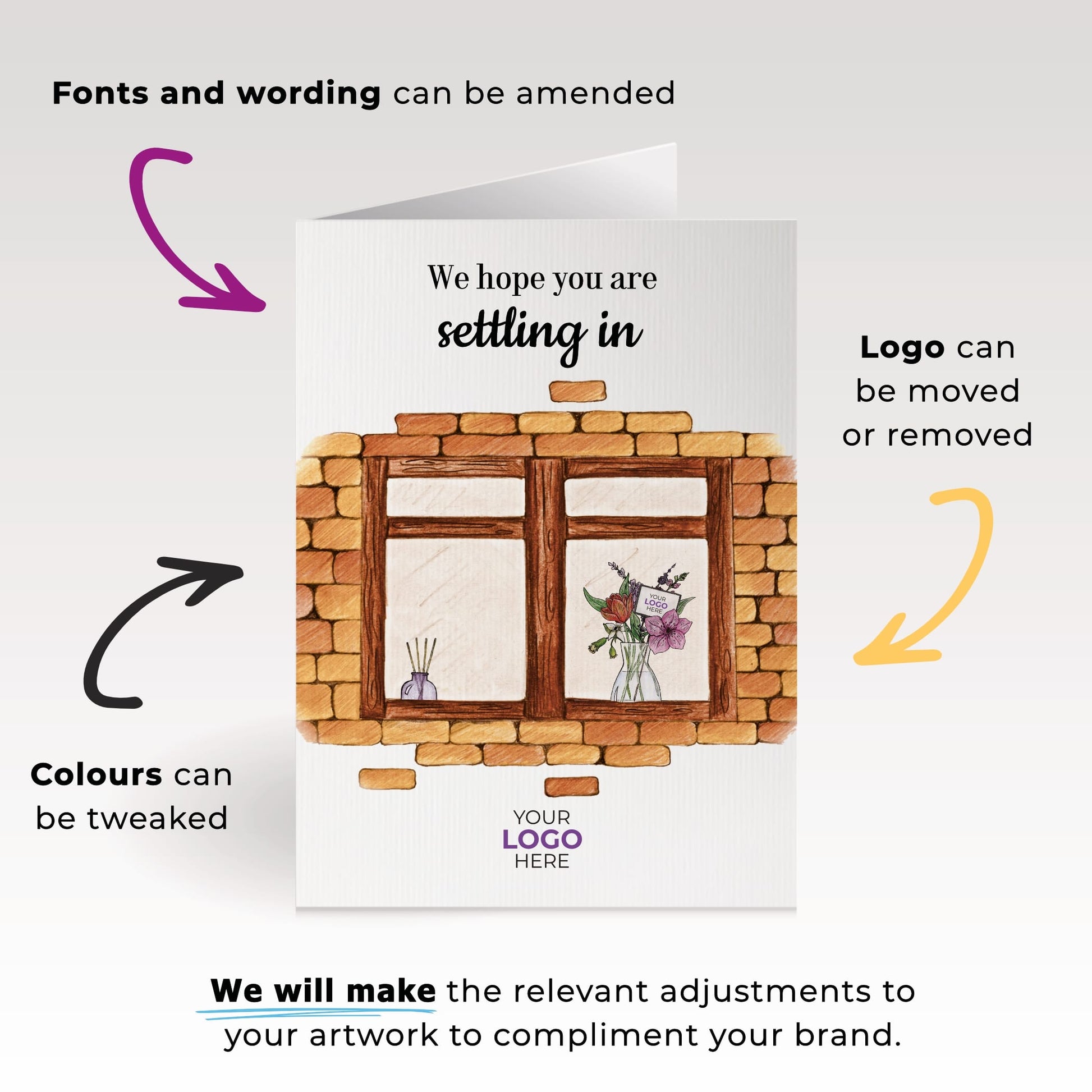 ‘Out the Window’ Personalised Corporate Branded Property Greeting Cards image 1