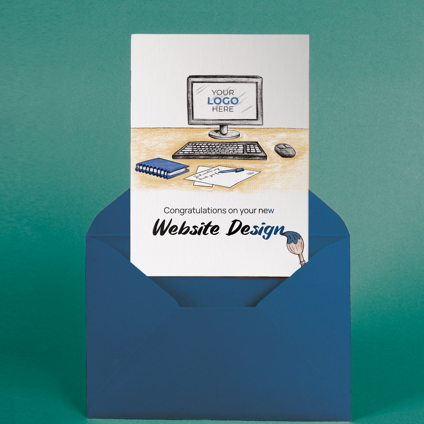 ‘Computer Desk’ Personalised Corporate Branded Creative Industries Greeting Cards image 3