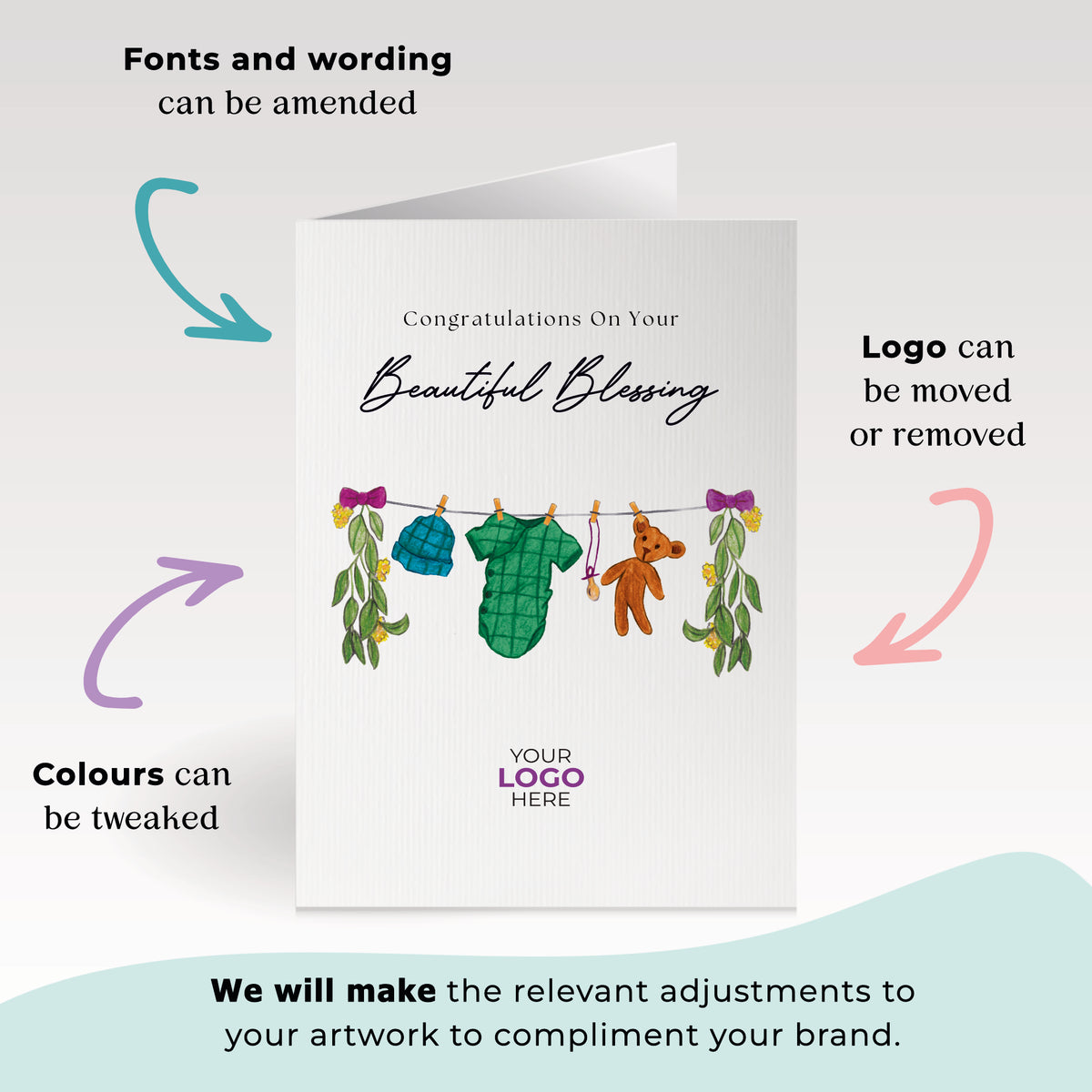 #486 - ‘Baby Clothes’ Personalised Greeting Cards