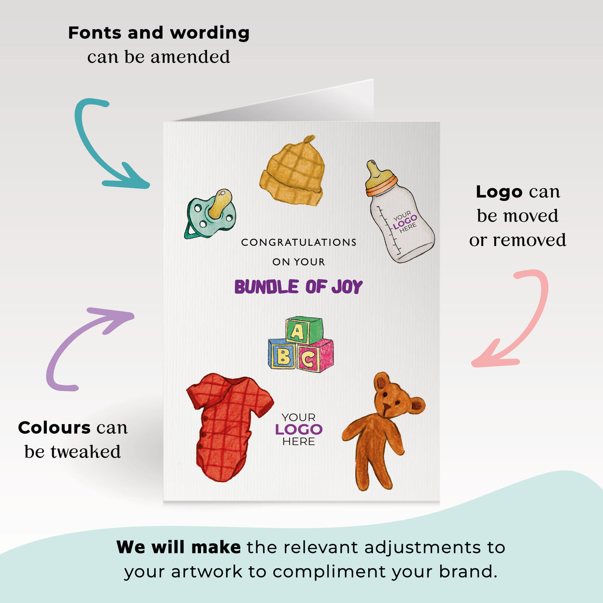 #487 - ‘Baby Bits & Bobs’ Personalised Greeting Cards