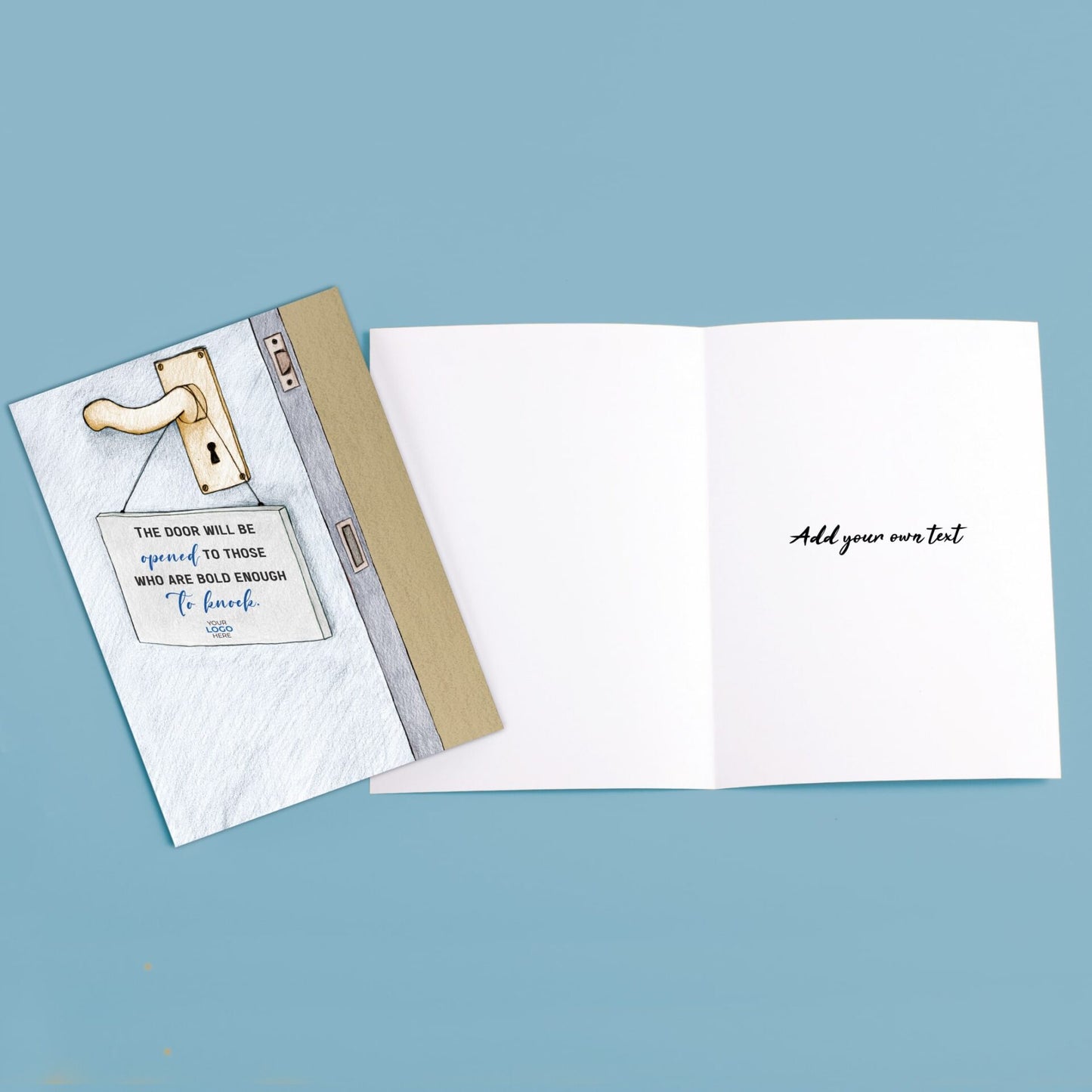 Sign on Door' Personalised Corporate Branded New Job Greeting Cards image 3
