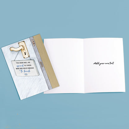 Sign on Door' Personalised Corporate Branded New Job Greeting Cards image 3