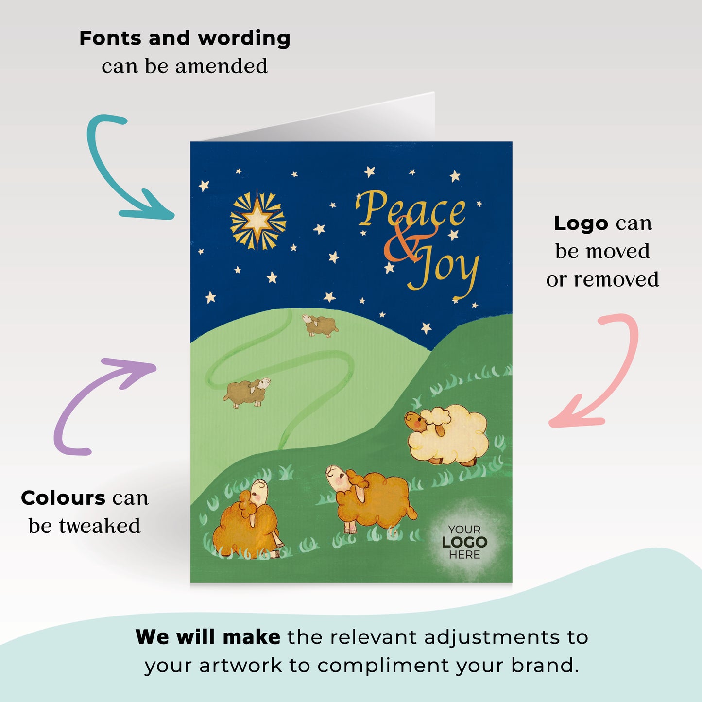 #488 - ‘Christmas Sheep & Star' Personalised Company Christmas Cards