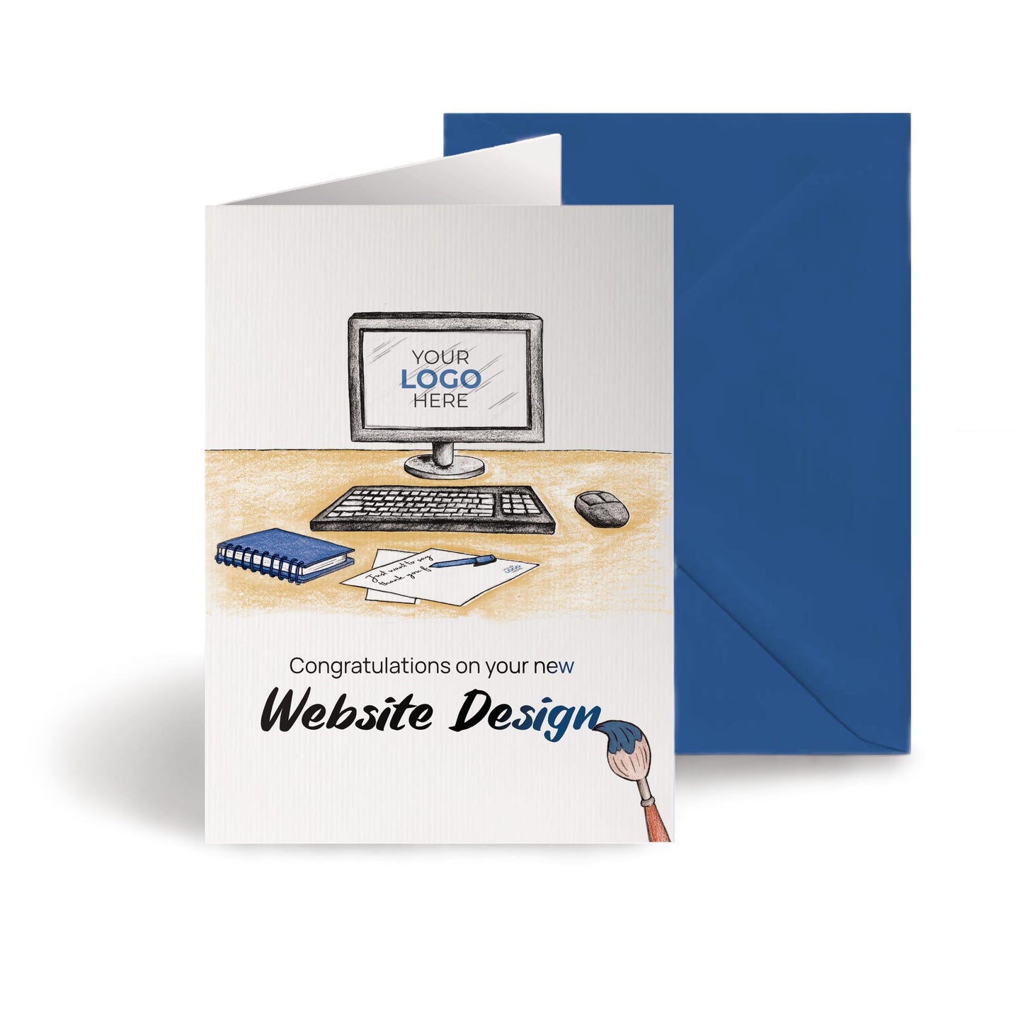 ‘Computer Desk’ Personalised Corporate Branded Creative Industries Greeting Cards image 0