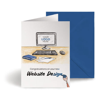 ‘Computer Desk’ Personalised Corporate Branded Creative Industries Greeting Cards image 0