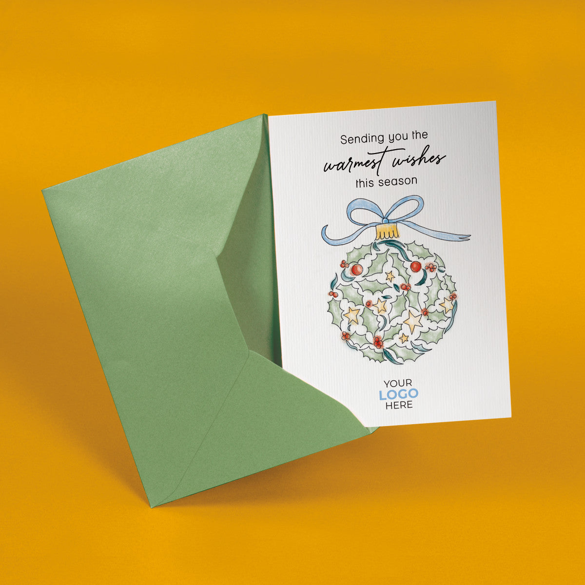‘Holly & Star Bauble’  Branded Christmas Cards image 1