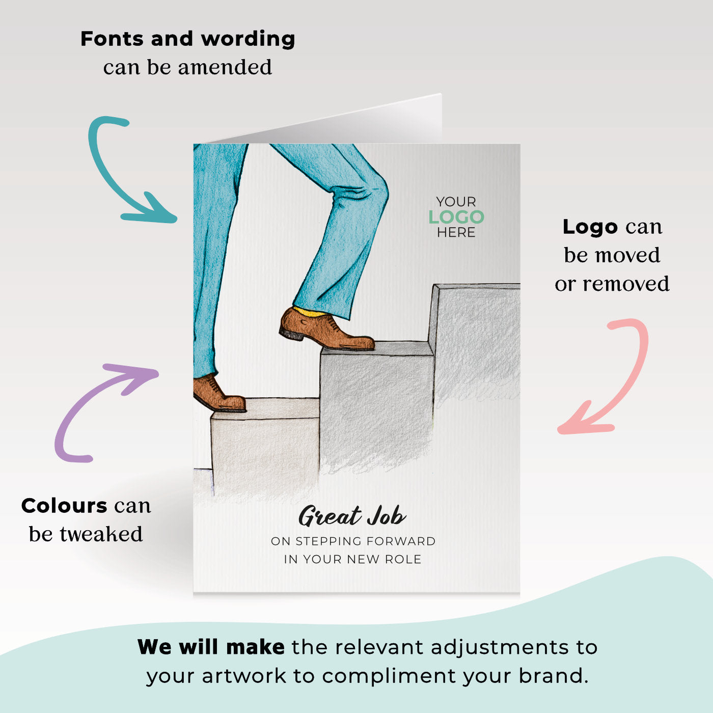 ‘Stepping Up’ Personalised Corporate Branded New Job Greeting Cards image 1