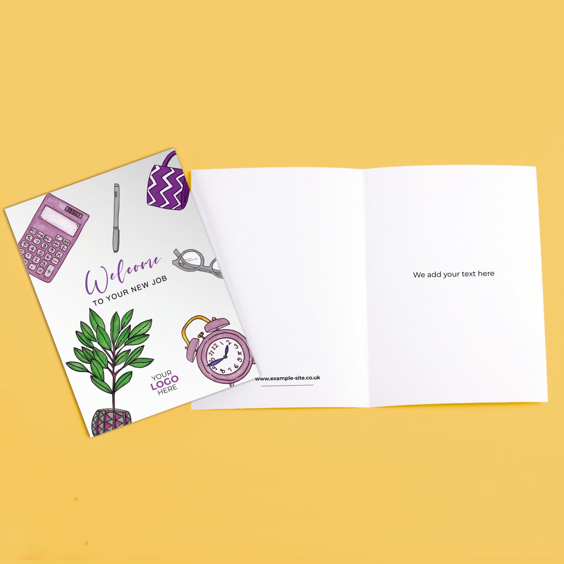 ‘Office Items’ Personalised Corporate Branded New Job Greeting Cards image 3