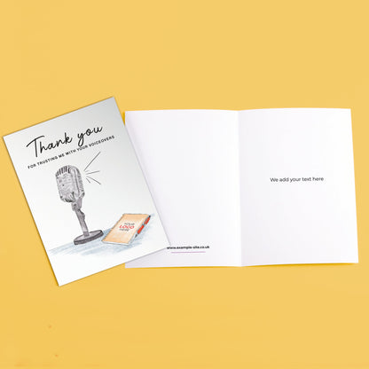 Old School Microphone’ Personalised Corporate Branded Voice, Audio & Writers Greeting Cards image 3
