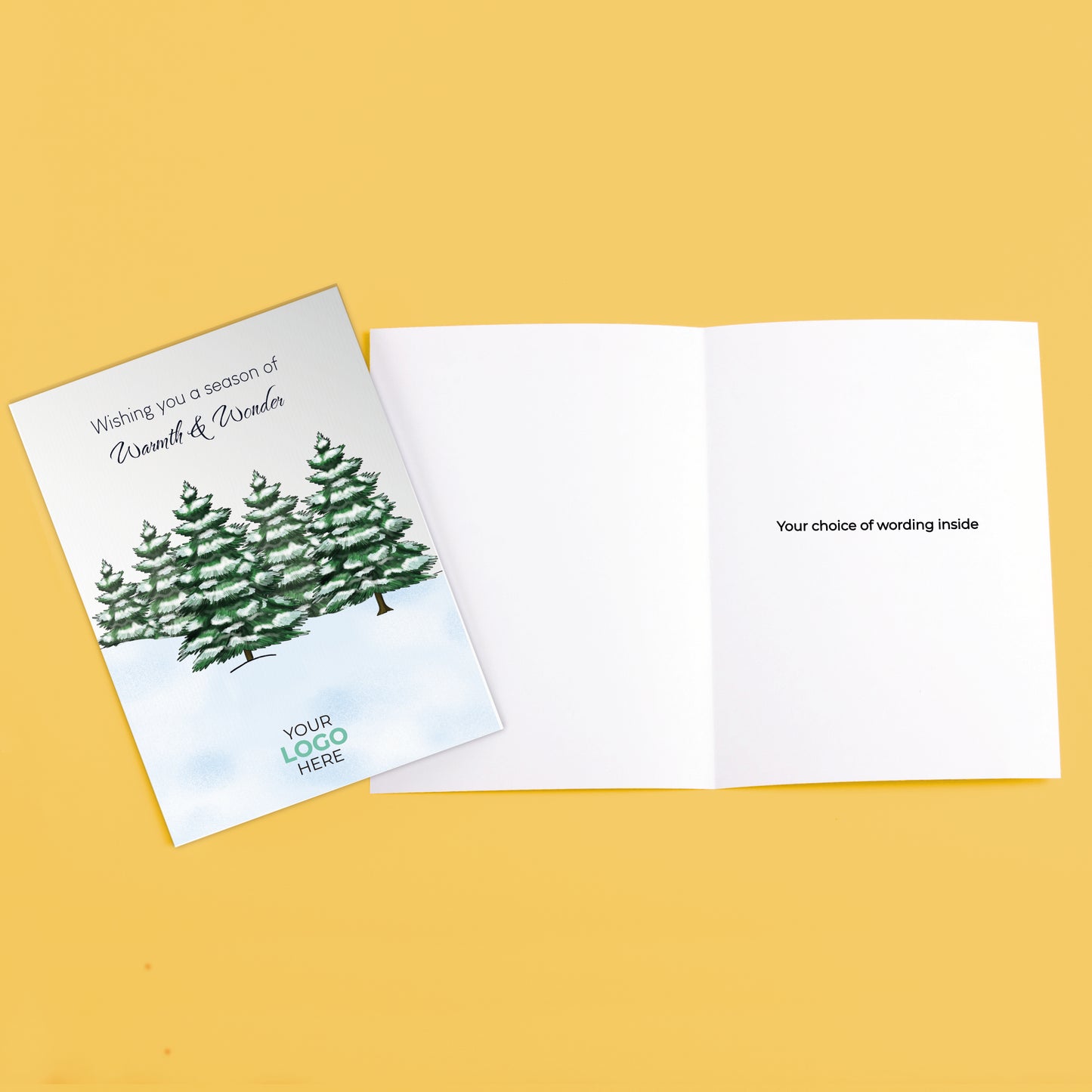 ‘Snowy Trees' Personalised Company Christmas Cards image 3
