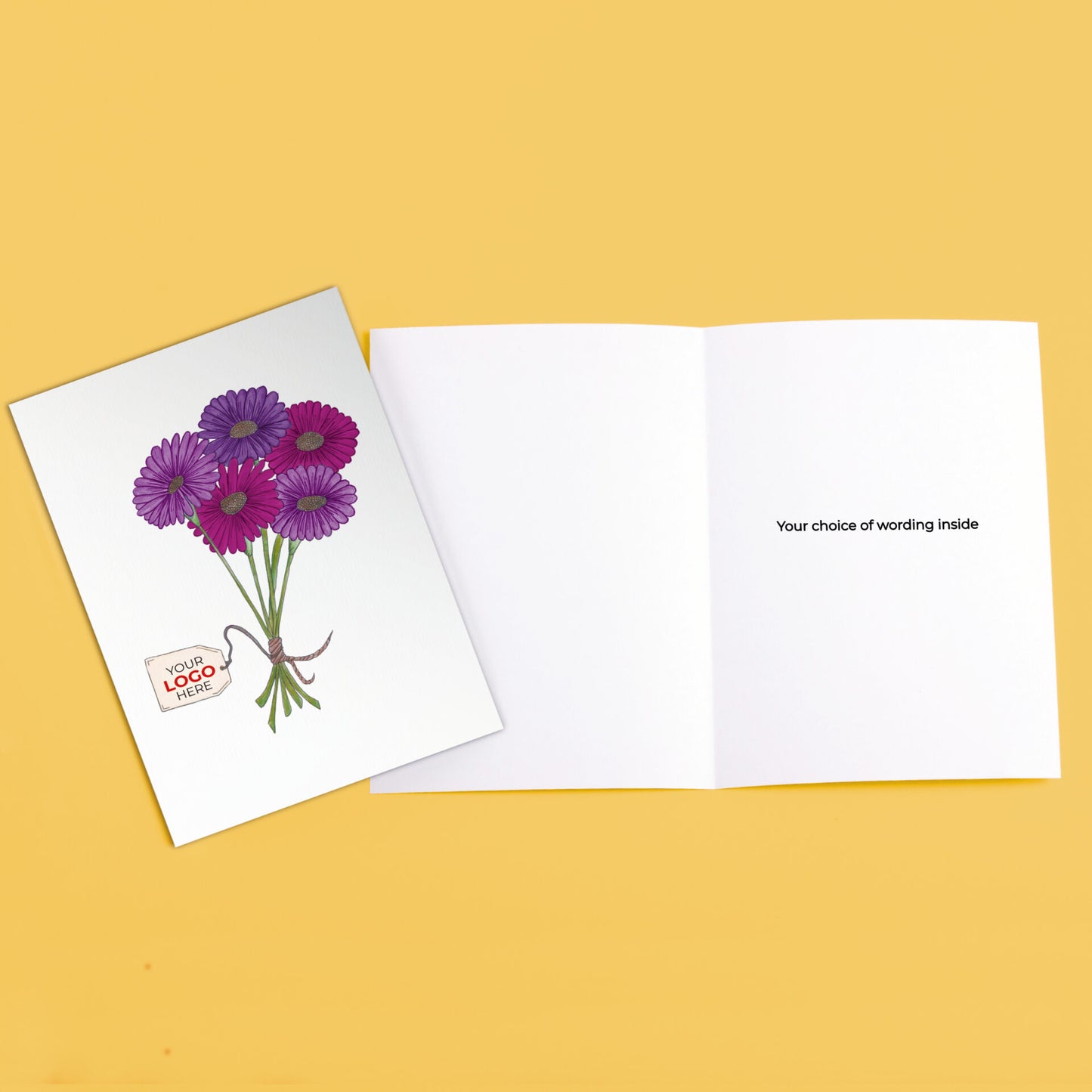 ‘Bunch of Flowers’ Personalised Corporate Branded Open Greeting Cards image 3