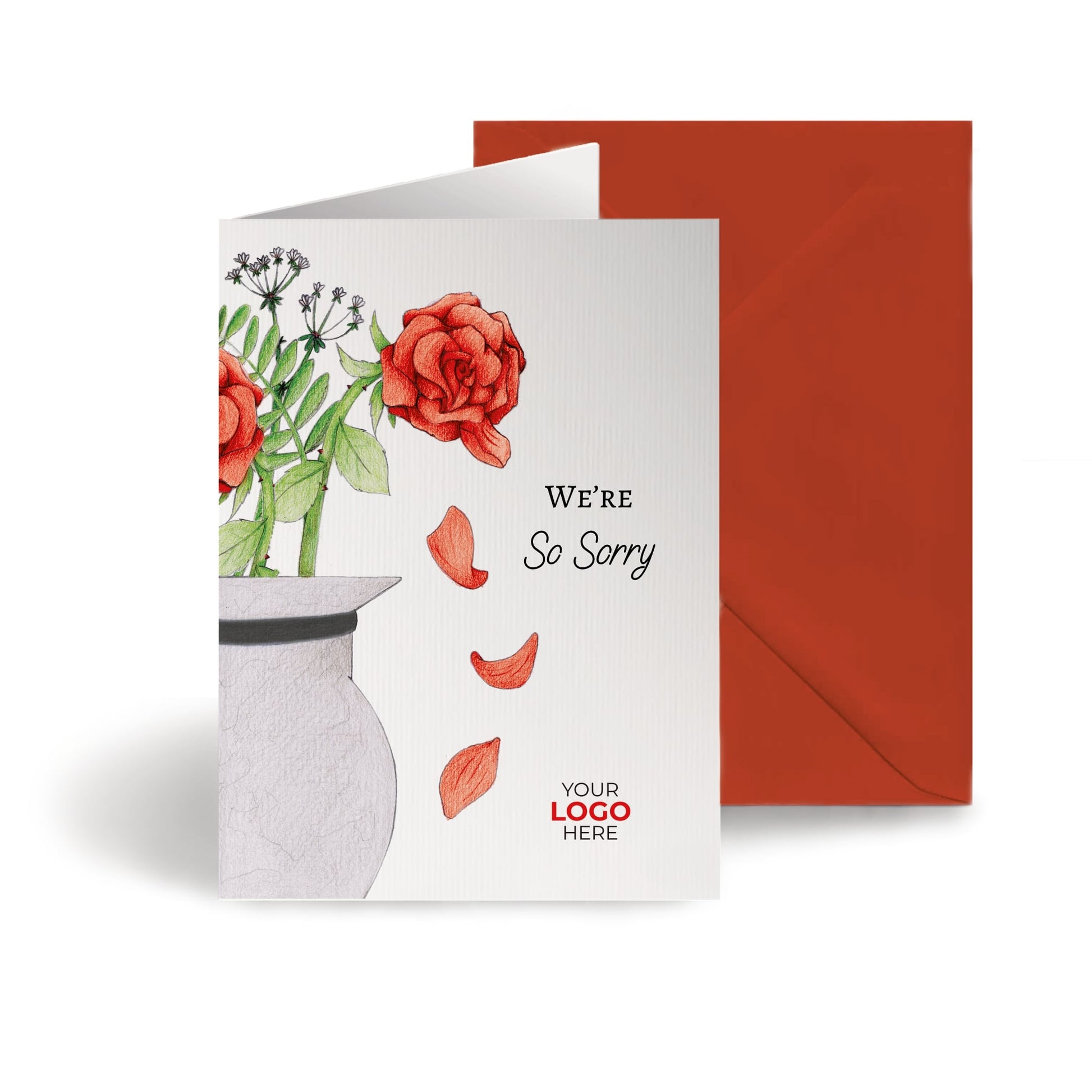 ‘Falling Petals’ Personalised Corporate Branded Sorry Greeting Cards image 0