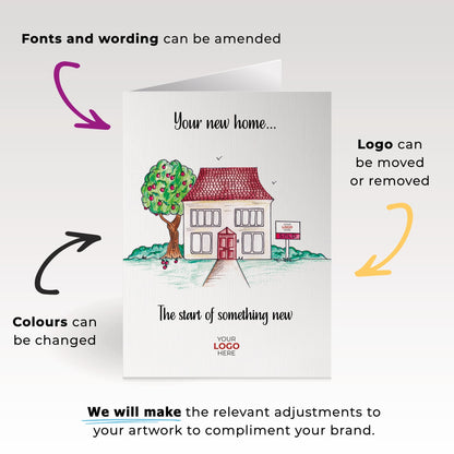 ‘Apple Tree House’ Personalised Corporate Branded Property Greeting Cards image 1