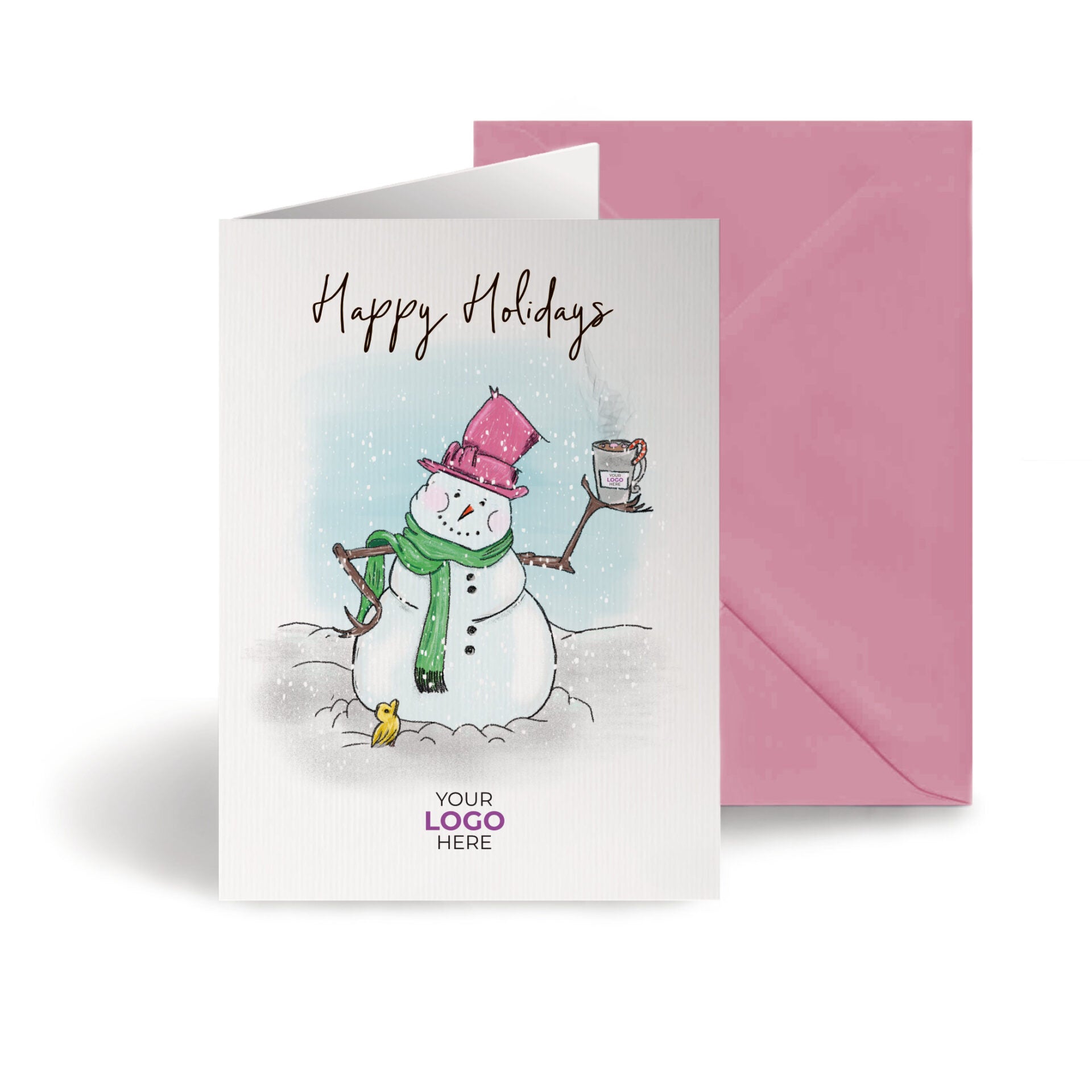 Snowman with Cocoa' Branded Christmas Cards image 0