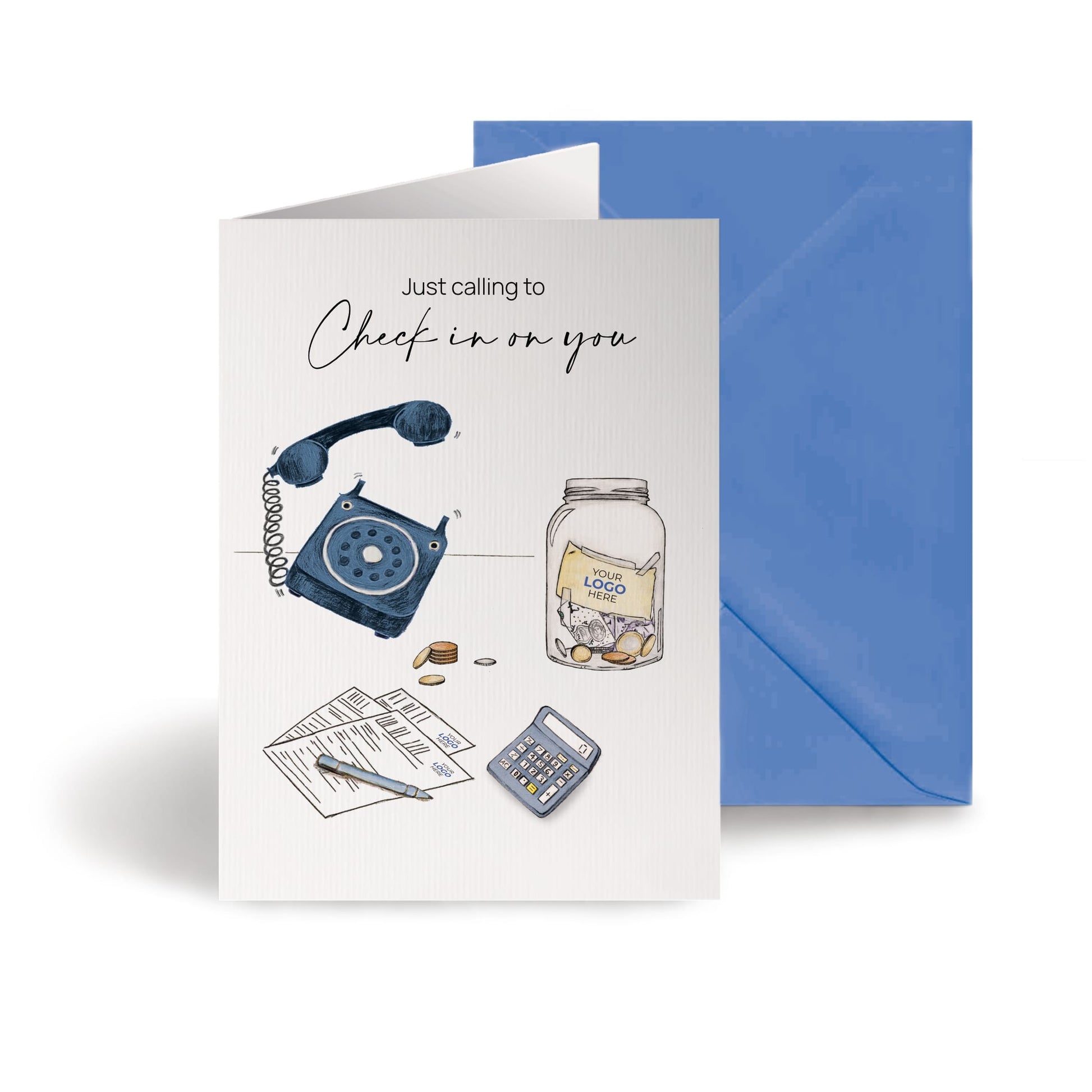 ‘Money, Jar & Phone’ Personalised Corporate Branded Financial Greeting Cards image 0
