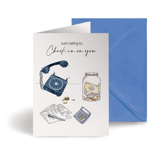 ‘Money, Jar & Phone’ Personalised Corporate Branded Financial Greeting Cards image 0