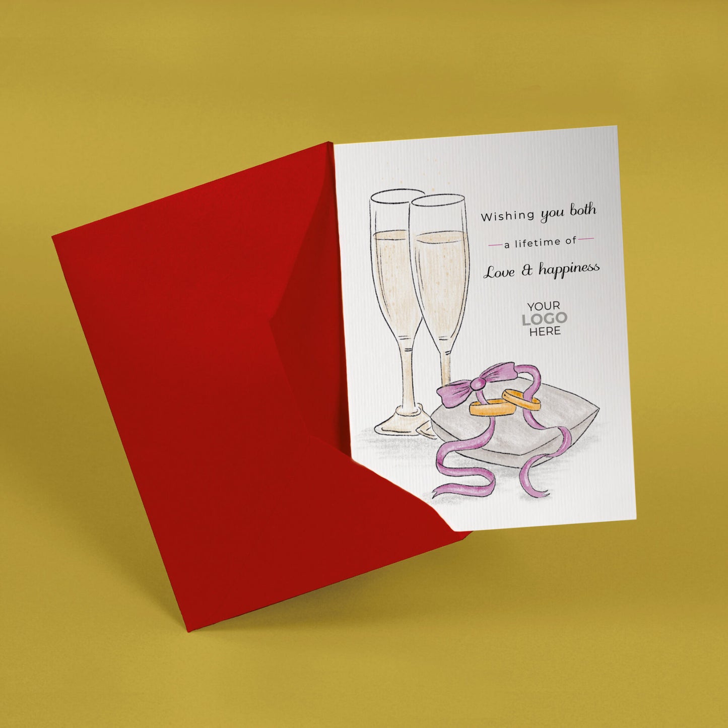 ‘Wedding Rings' Personalised Corporate Branded Wedding Greeting Cards image 2