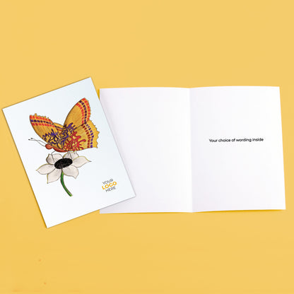 ‘Butterfly on Flower’ Personalised Corporate Branded Open Greeting Cards image 3