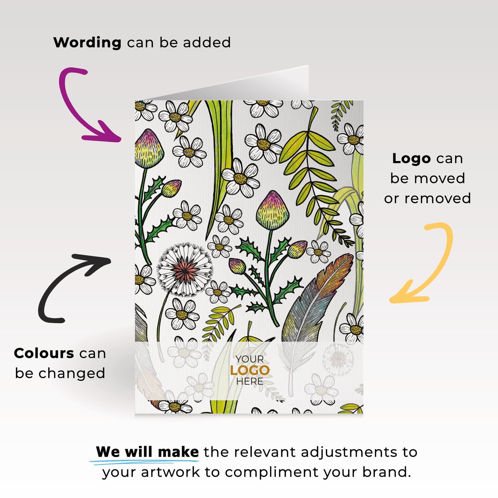 ‘Joyful Blooms’ Personalised Corporate Branded Floral Greeting Cards image 1