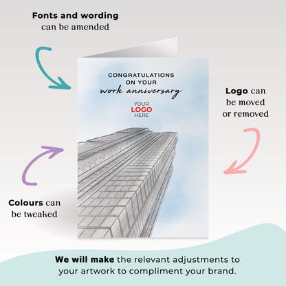 ‘High Rise Office’ Personalised Corporate Branded Anniversary Greeting Cards image 1