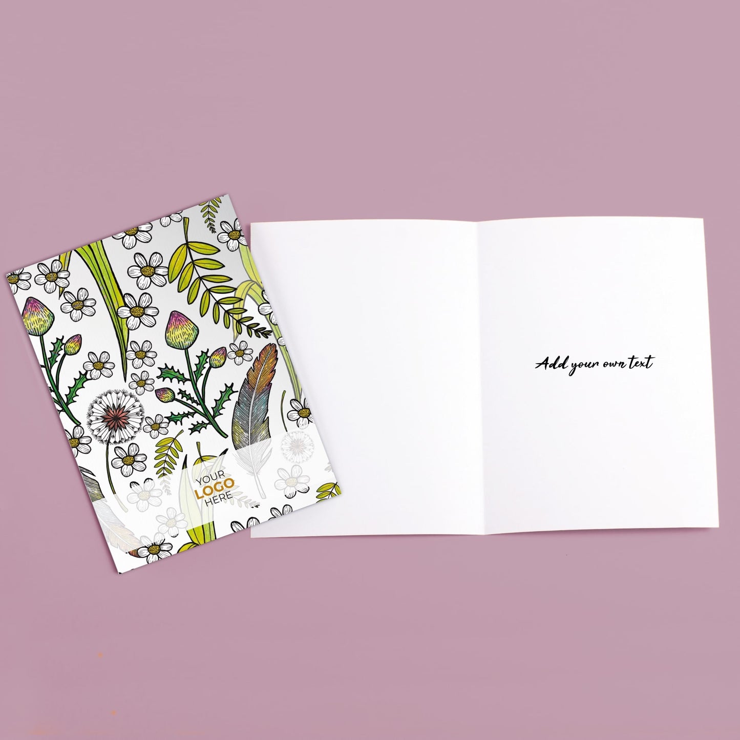‘Joyful Blooms’ Personalised Corporate Branded Open Greeting Cards image 3