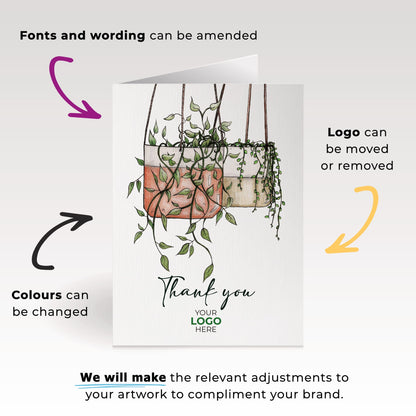 ‘Hanging Plants’ Personalised Corporate Branded Floral Greeting Cards image 1
