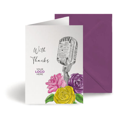 Microphone & Roses’ Personalised Corporate Branded Voice, Audio & Writers Greeting Cards image 0