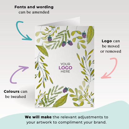 ‘Blackberries & Leaves' Personalised Corporate Branded Floral Greeting Cards image 1