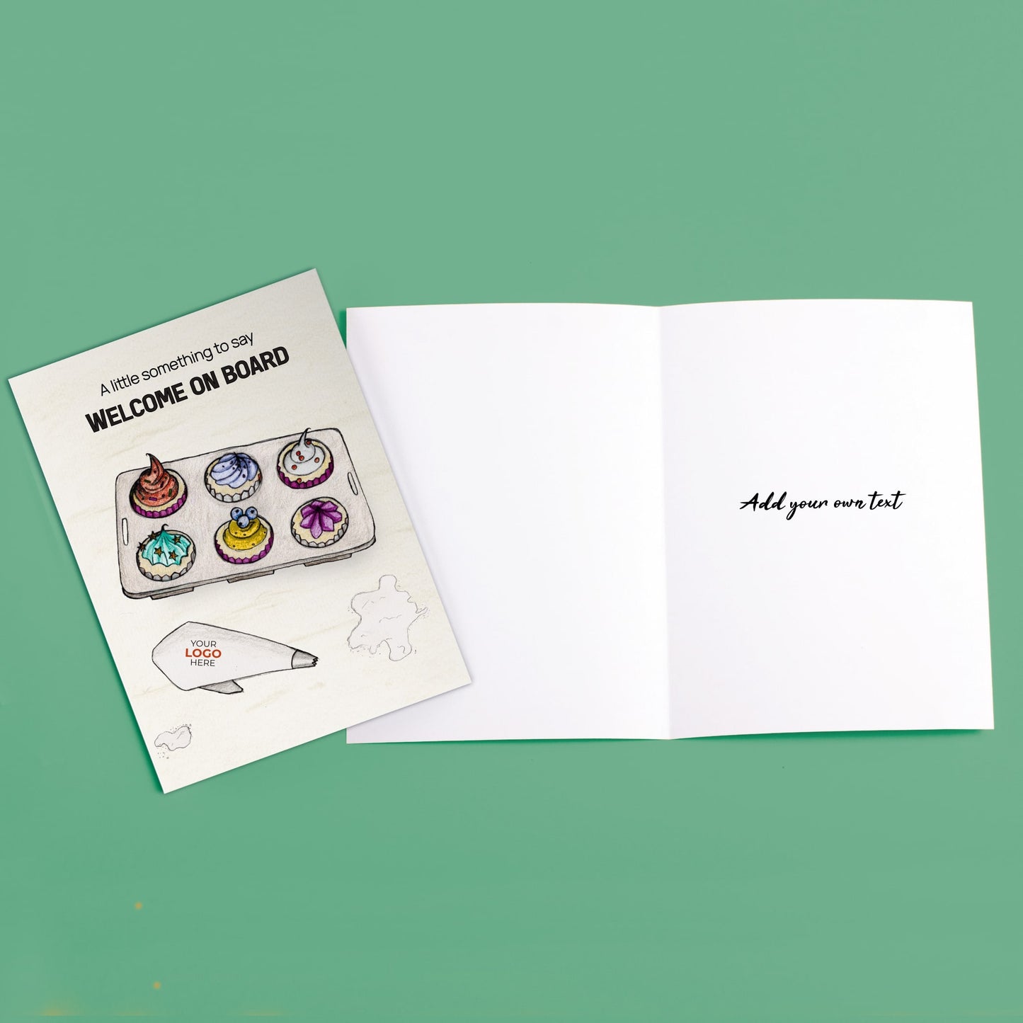 ‘Cupcakes in a Tray’ Personalised Corporate Branded Welcome Greeting Cards image 3