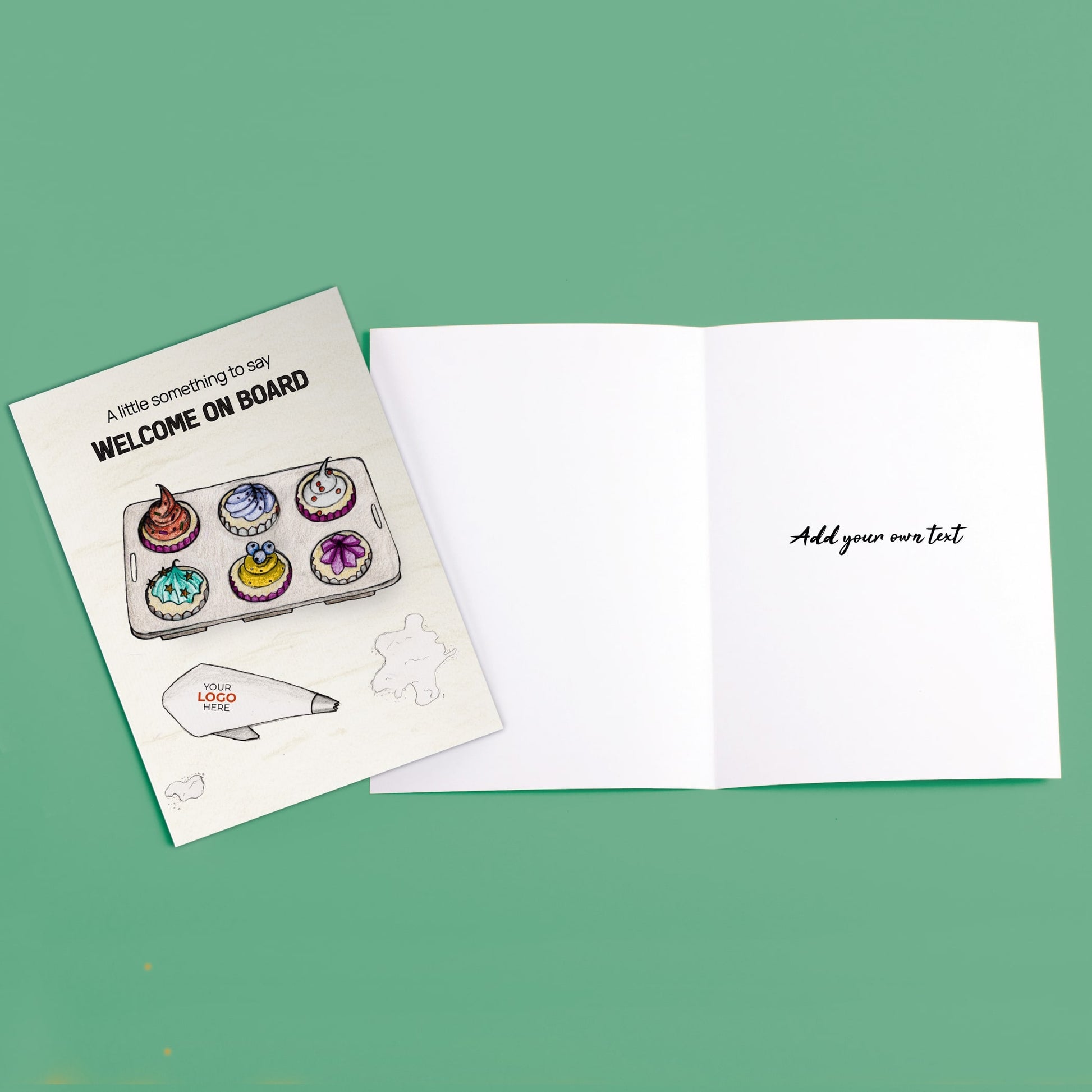‘Cupcakes in a Tray’ Personalised Corporate Branded Welcome Greeting Cards image 3