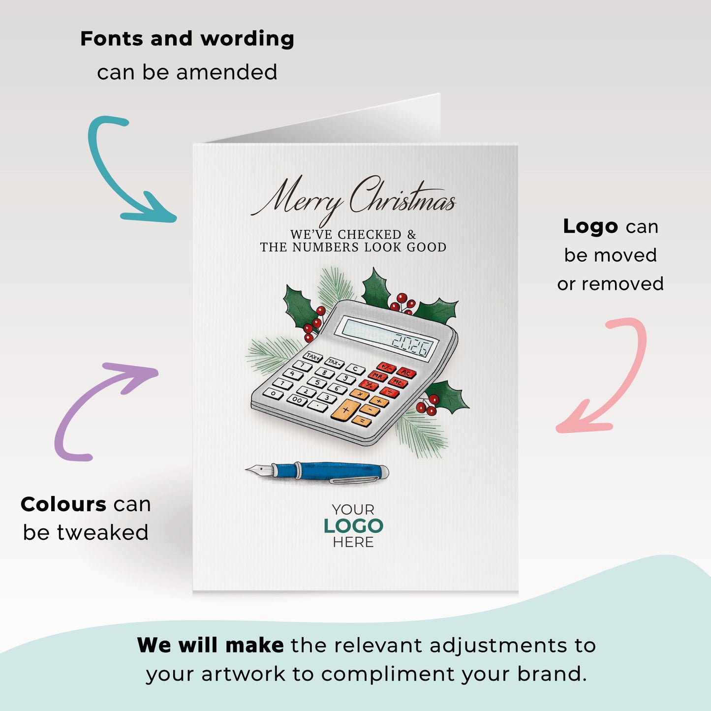 ‘Financial Christmas Calculator' Personalised Company Christmas Cards image 2