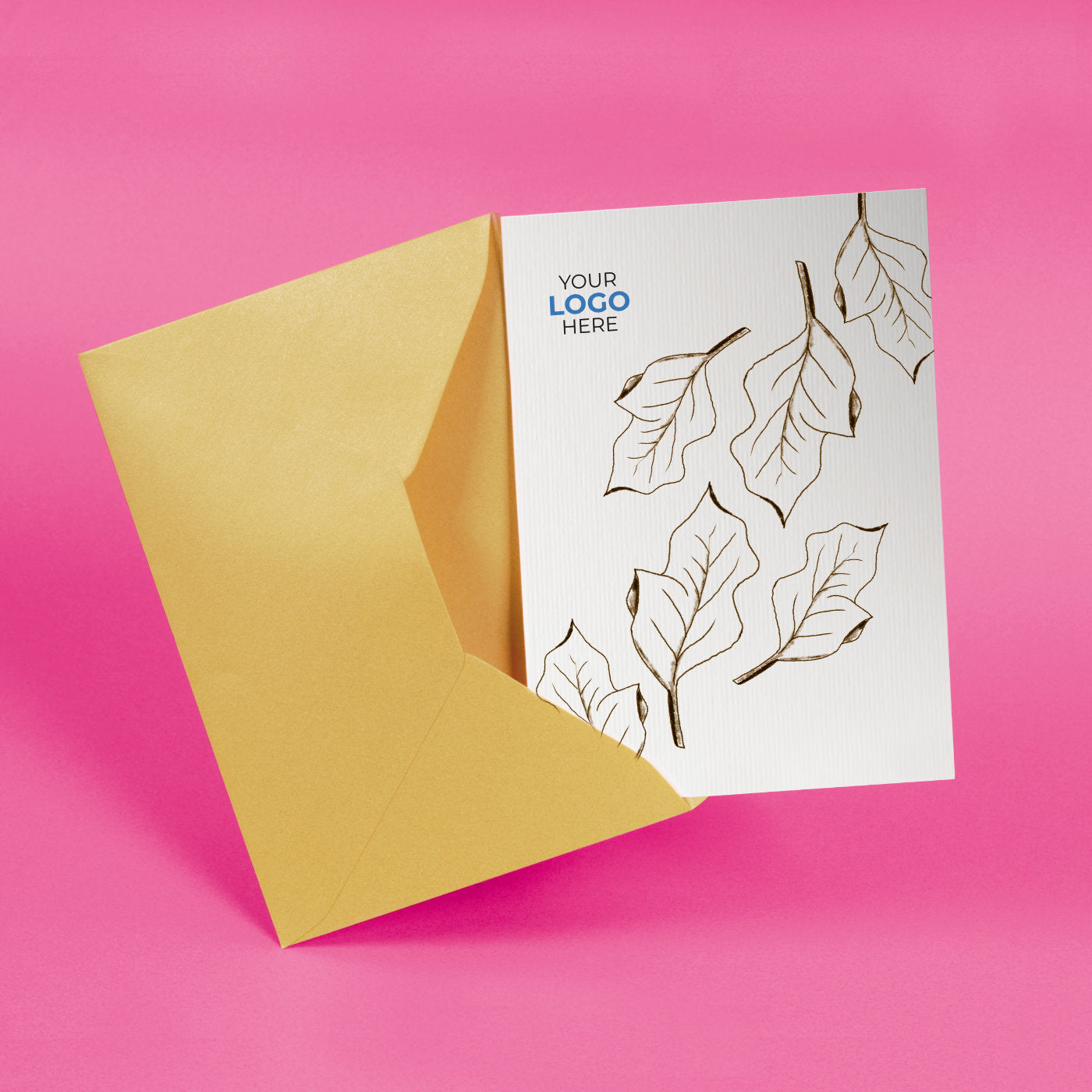 ‘Leaf Pattern' Personalised Corporate Branded Floral Greeting Cards image 2