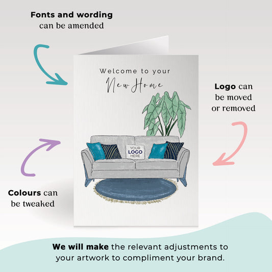 Luxurious Sofa' Personalised Corporate Branded Property Greeting Cards image 1