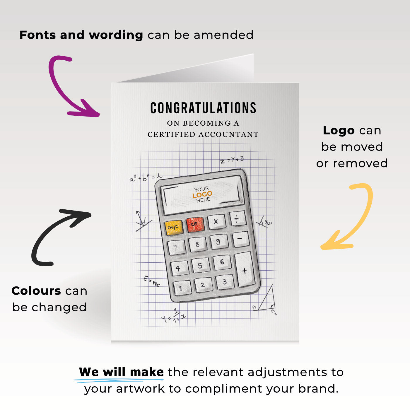’Calculator’ Personalised Corporate Branded Financial Greeting Cards image 1
