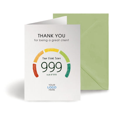 ‘Credit Score’ Personalised Corporate Branded Financial Greeting Cards image 0