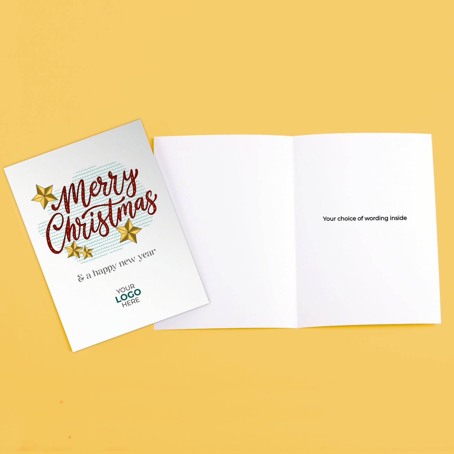 ‘Merry Christmas Lettering' Personalised Company Christmas Cards image 3