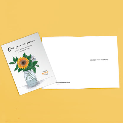 ‘Sunflower’ Personalised Corporate Branded Staff Appreciation Greeting Cards image 3