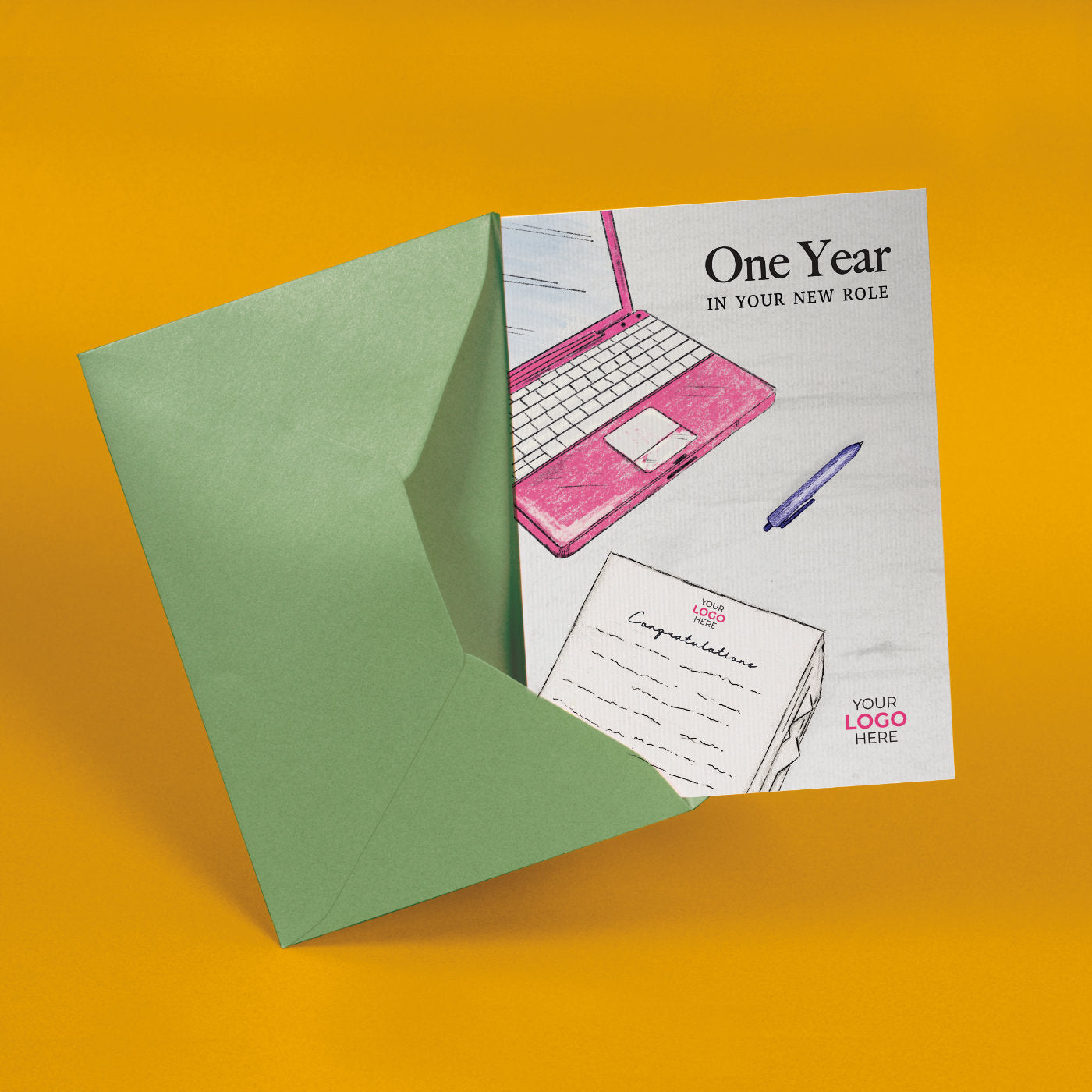‘Documents & Laptop’ Personalised Corporate Branded Anniversary Greeting Cards image 2