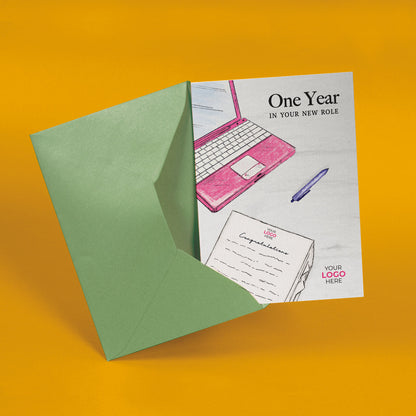 ‘Documents & Laptop’ Personalised Corporate Branded Anniversary Greeting Cards image 2