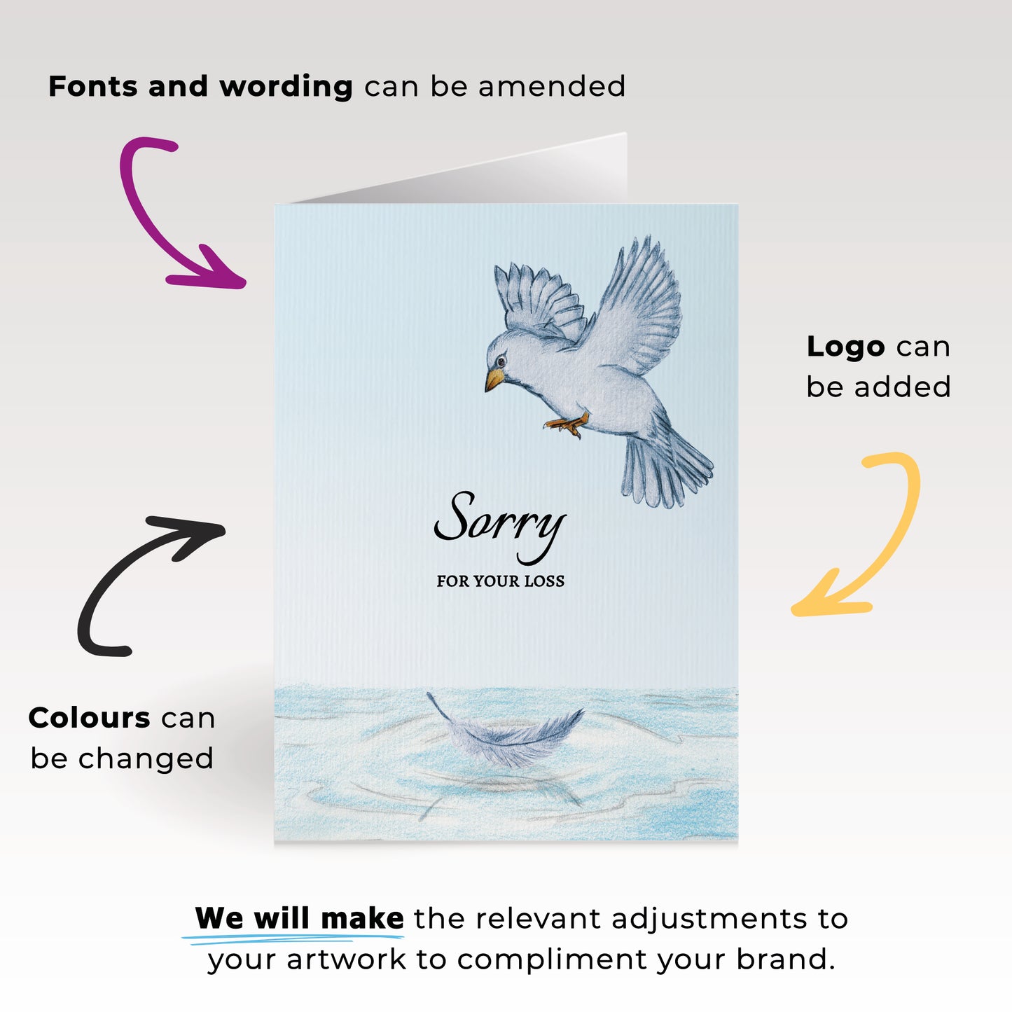 ‘Bird Hovering’ Personalised Corporate Branded Health Care Greeting Cards image 1