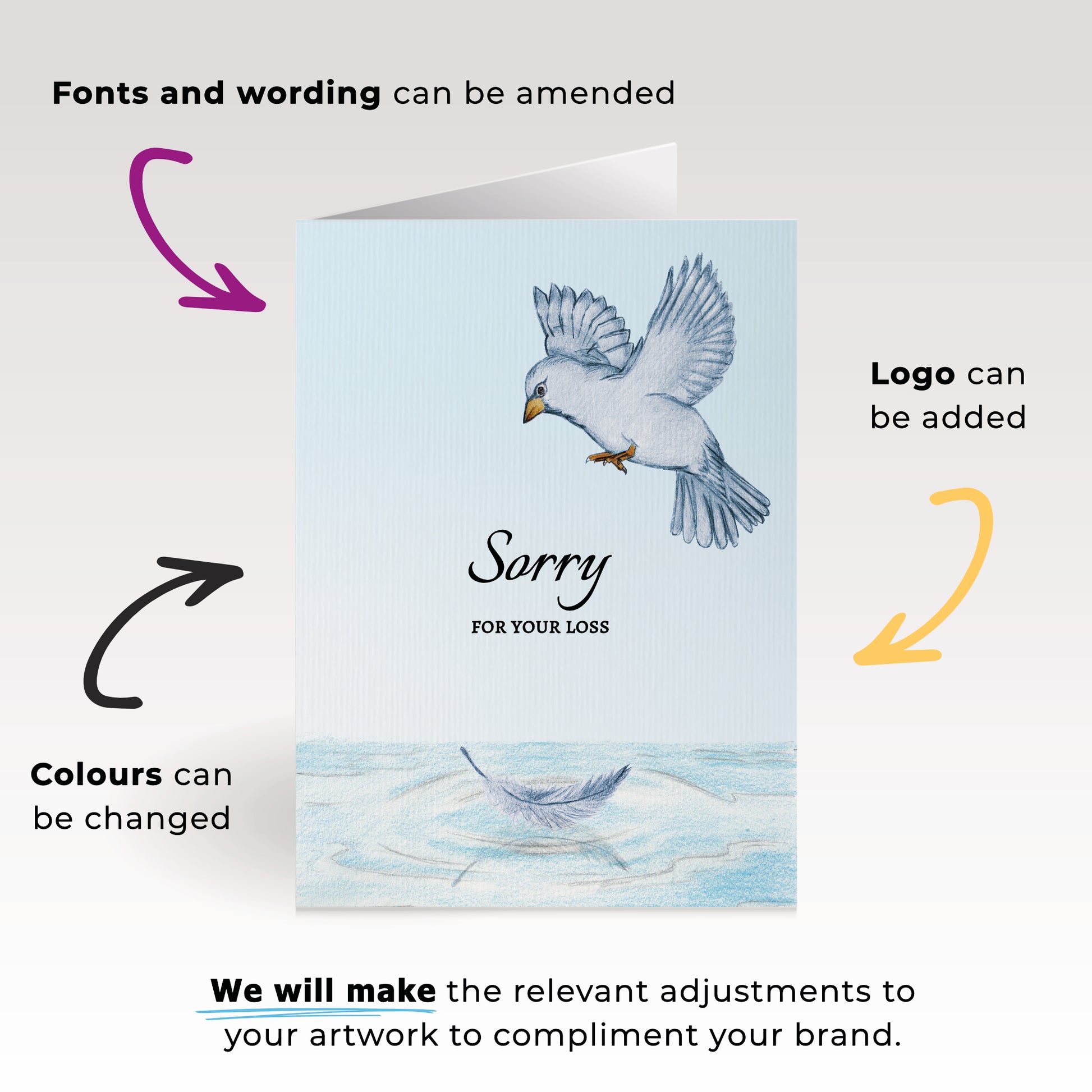 ‘Bird Hovering’ Personalised Corporate Branded Health Care Greeting Cards image 1
